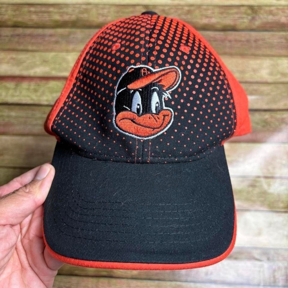 Baltimore‎ Orioles "Dugout Club" Orange Polka Dot baseball cap, bent front